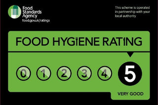Rated 5 — Very Good by the Food Standards Agency.